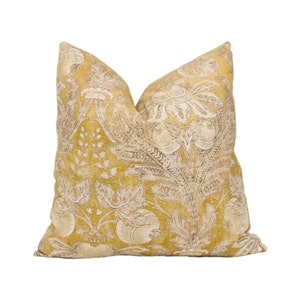 GP & J Baker - Lapura Damask - Ochre - Classic Indienne Damask Floral Designer Cushion Cover - Luxury Throw Pillow - Handmade Home Decor