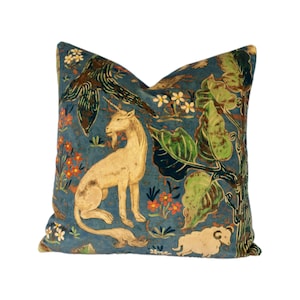 Zoffany - Arden Velvet - Blu - Lussuosa fodera per cuscino in stile arazzo britannico di metà secolo - Cuscino fatto a mano, arredamento di design per la casa
