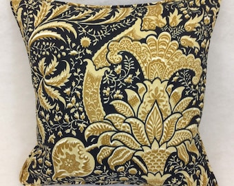 William Morris - Indian - Czarny / Złoty - Poszewka na poduszkę, designerska dekoracja do domu