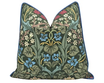 William Morris - Blackthorn - Green - Spectacular Classic Morris Handprint Style Designer Cushion Cover - Luxury Throw Pillow Handmade Home