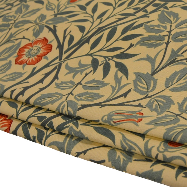 William Morris - Sweet Briar - Green / Coral  - Professionally Made Roman Blind Made to Measure