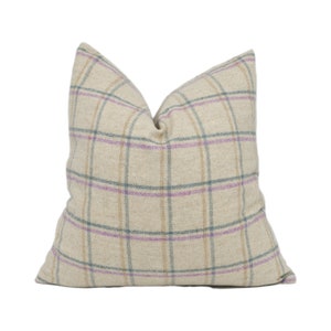 Abraham Moon - Duisdale - Lilac- 100% Wool Cushion Cover - Designer Plaid Pillow Cover - Handmade Custom Abraham Moon Pillow