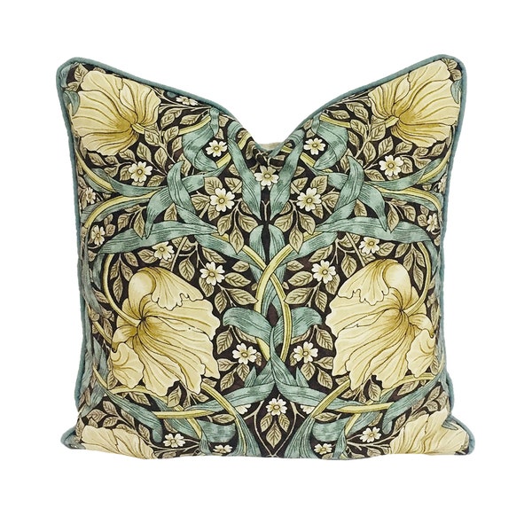 William Morris - Pimpernel - Bullrush / Slate - Superbe contraste Piped Cushion Cover Designer Pillow Throw Home Decor