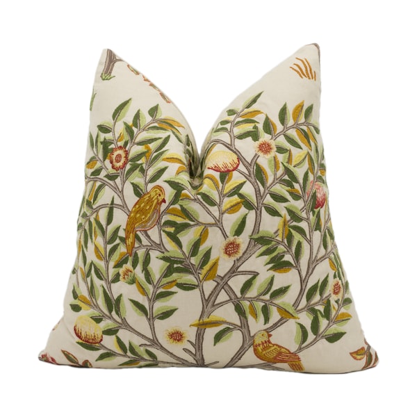 William Morris - Kelmscott Embroidered - Russet / Artichoke - Classic English Designer Cushion Cover Handmade Throw Pillow Home Décor