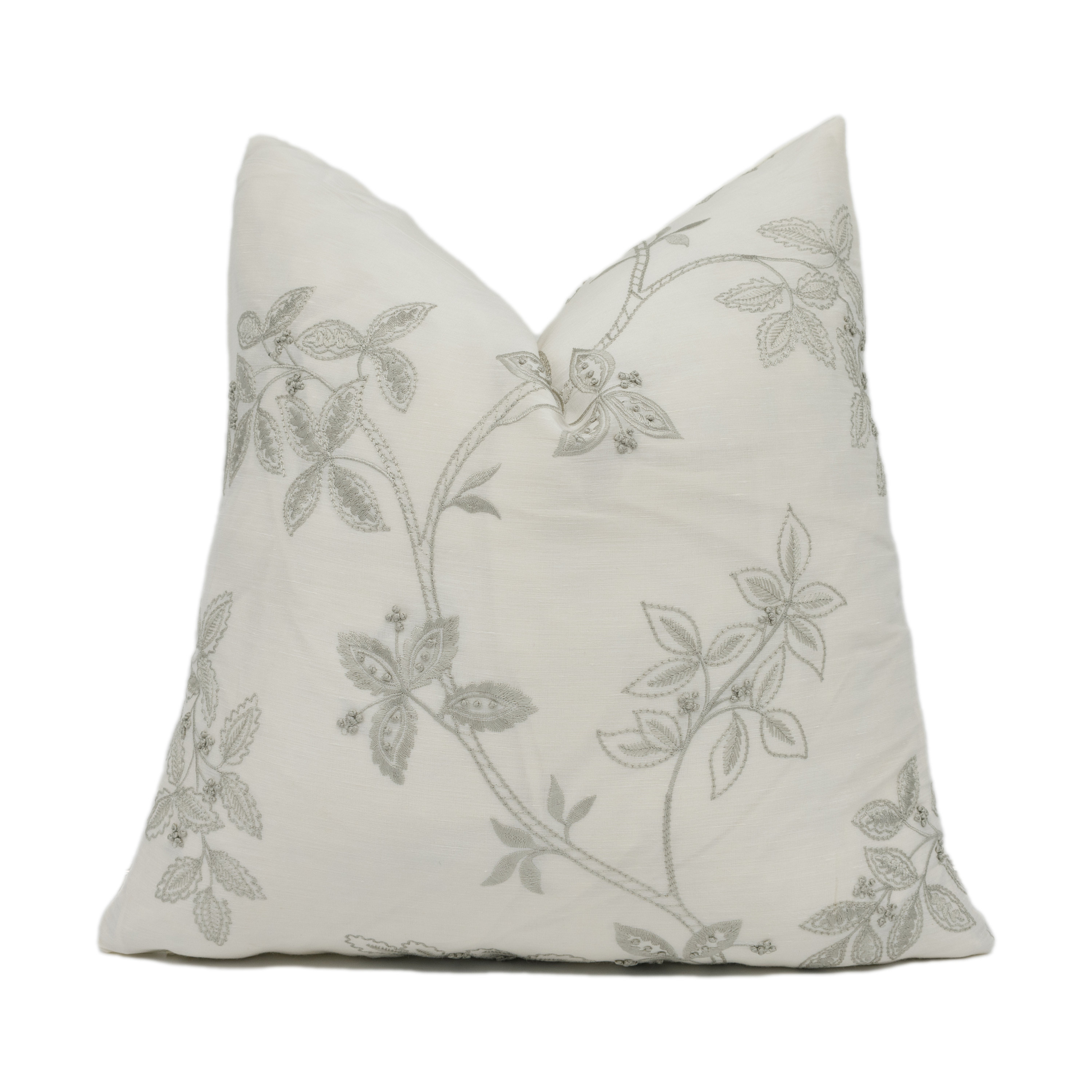 James Hare Trailing Tree Silk Linen Chic Delicate Embroidered Silk  Cushion Cover Handmade Throw Pillow Designer Home Décor