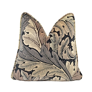 William Morris – Acanthus Velvet – Charcoal / Grey – Cushion Cover Throw Pillow | Handmade Custom Luxury Botanical Statement Decor