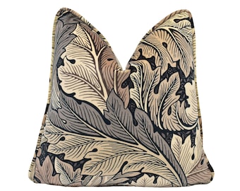 William Morris – Acanthus Velvet – Charcoal / Grey – Cushion Cover Throw Pillow | Handmade Custom Luxury Botanical Statement Decor