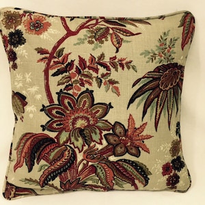 Zoffany - Java - Plum / Gold  - Stunning Floral Vintage Zoffany Cushion Cover - Handmade Throw Pillow Designer Home Decor
