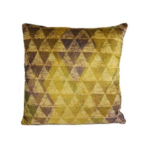 Zoffany - Zais -  Bronze / Indigo / Emerald - Contemporary Geometric Velvet Cushion Cover - Handmade Throw Pillow Designer Home Decor