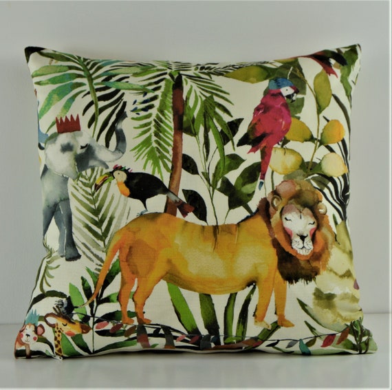 King of the Jungle Cushion Covers Wild Zoo Animals Etsy UK