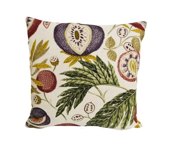 Sanderson Jackfruit Fig and Olive Cushion Cover Throw Pillow