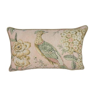 Anna French x Thibaut - Villeneuve - Blush - Antique Avant Garde Bird Designer Cushion Cover - Luxury Throw Pillow - Handmade Home Decor