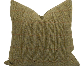 Harris Tweed Muir Iain Olive Green Mustard Classic