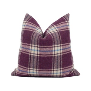 Abraham Moon - Arncliffe - Amethyst -  100% Wool Cushion Cover - Designer Plaid Pillow Cover - Handmade Custom Abraham Moon Pillowmade