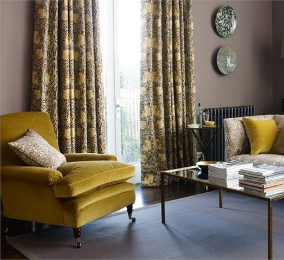 William Morris Pimpernel Fully Lined Curtains In Aubergine