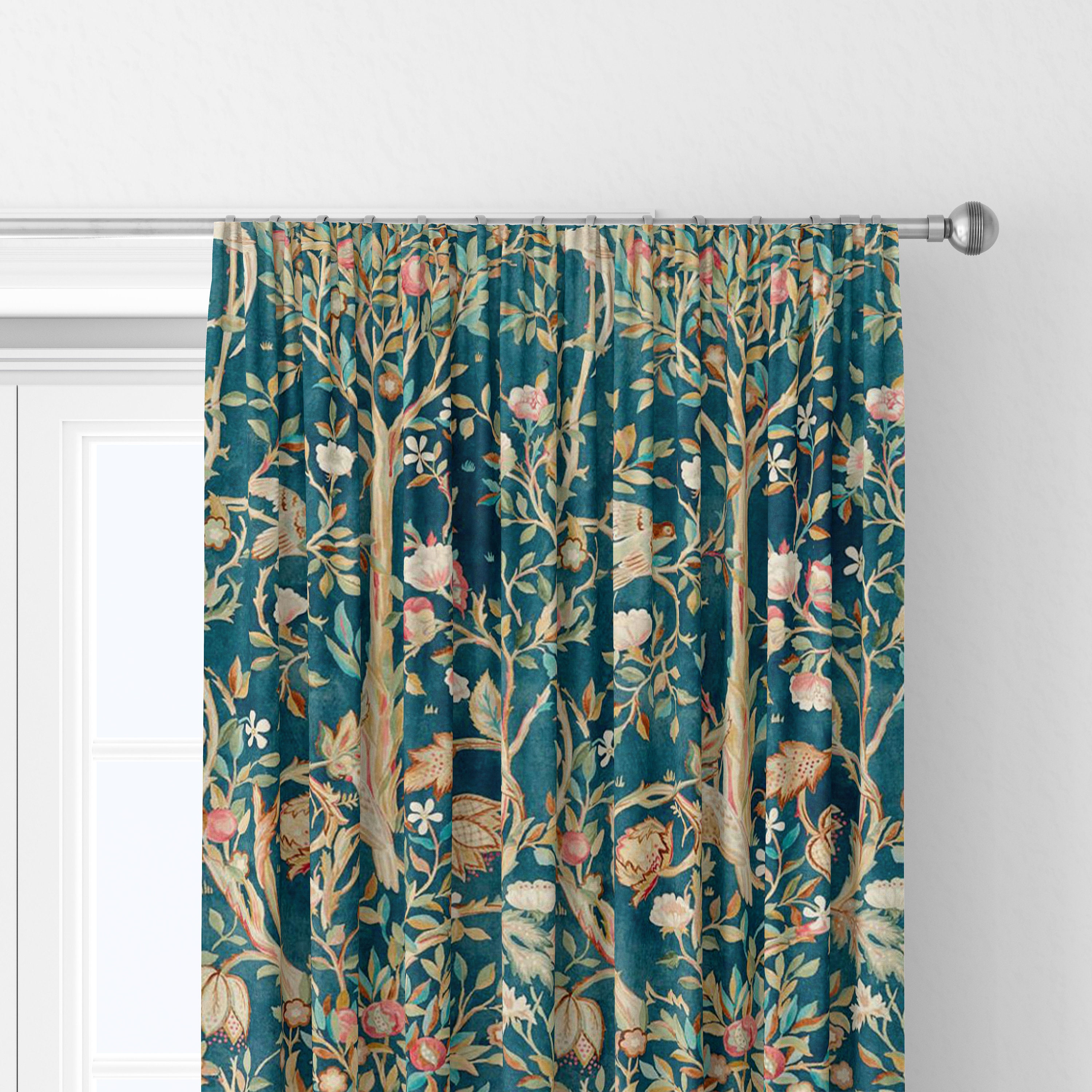 William Morris Melsetter Indigo Curtains Made to Measure Drapes Designer Home Decor