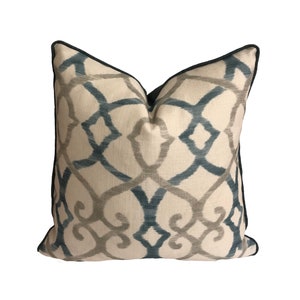 Jane Churchill - Colefax and Fowler - Silwood - Blue - Striking Trellis Print Cushion Cover - Handmade Throw Pillow Designer Home Decor