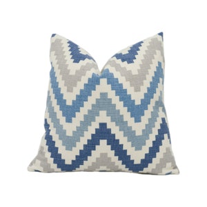 Romo - Scala - Oxford Blue - Contemporary Chevron Stripe Designer Cushion Cover - Handmade Throw Pillow - Luxury Home Decor