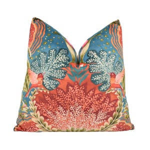 ILIV - Babooshka Velvet - Tapeçaria - Capa de Almofada Retrô Vibrante Inspirada em Festivais dos Anos 70 - Almofada de Veludo Macio Maximalista em Tons de Azul-petróleo e Coral