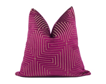 Arlequín - Concepto - Magenta - Funda de cojín de terciopelo de lujo con corte de diseñador - Cojín decorativo de lujo - Decoración del hogar hecha a mano