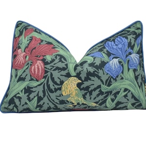 William Morris - Iris - Floral & Botanical - Classic Traditional Morris Floral Designer Cushion Cover - Luxury Throw Pillow - Handmade Home