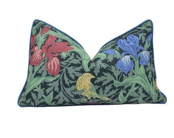 William Morris - Iris - Floral & Botanical - Classic Traditional Morris Floral Designer Cushion Cover - Luxury Throw Pillow - Handmade Home