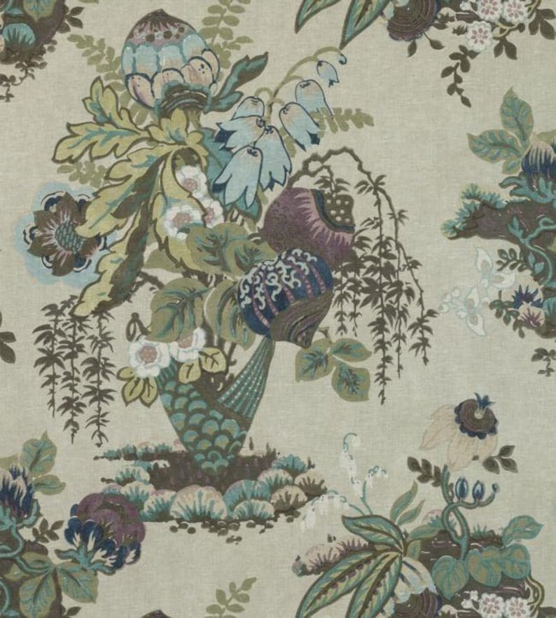 Anna French x Thibaut - Fairbanks - Prugna - Fodera per cuscino floreale di grandi dimensioni anni '20 - Cuscino con bouquet giapponese - Cuscino prugna personalizzato fatto a mano immagine 5