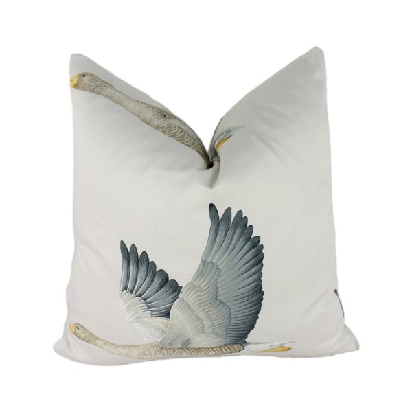 Sanderson - Elysian Geese - Argent / Craie - Superbe housse de coussin design Home Decor Throw Pillow