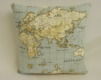Fryetts - Maps - Duckegg - Cushion Cover Throw Pillow