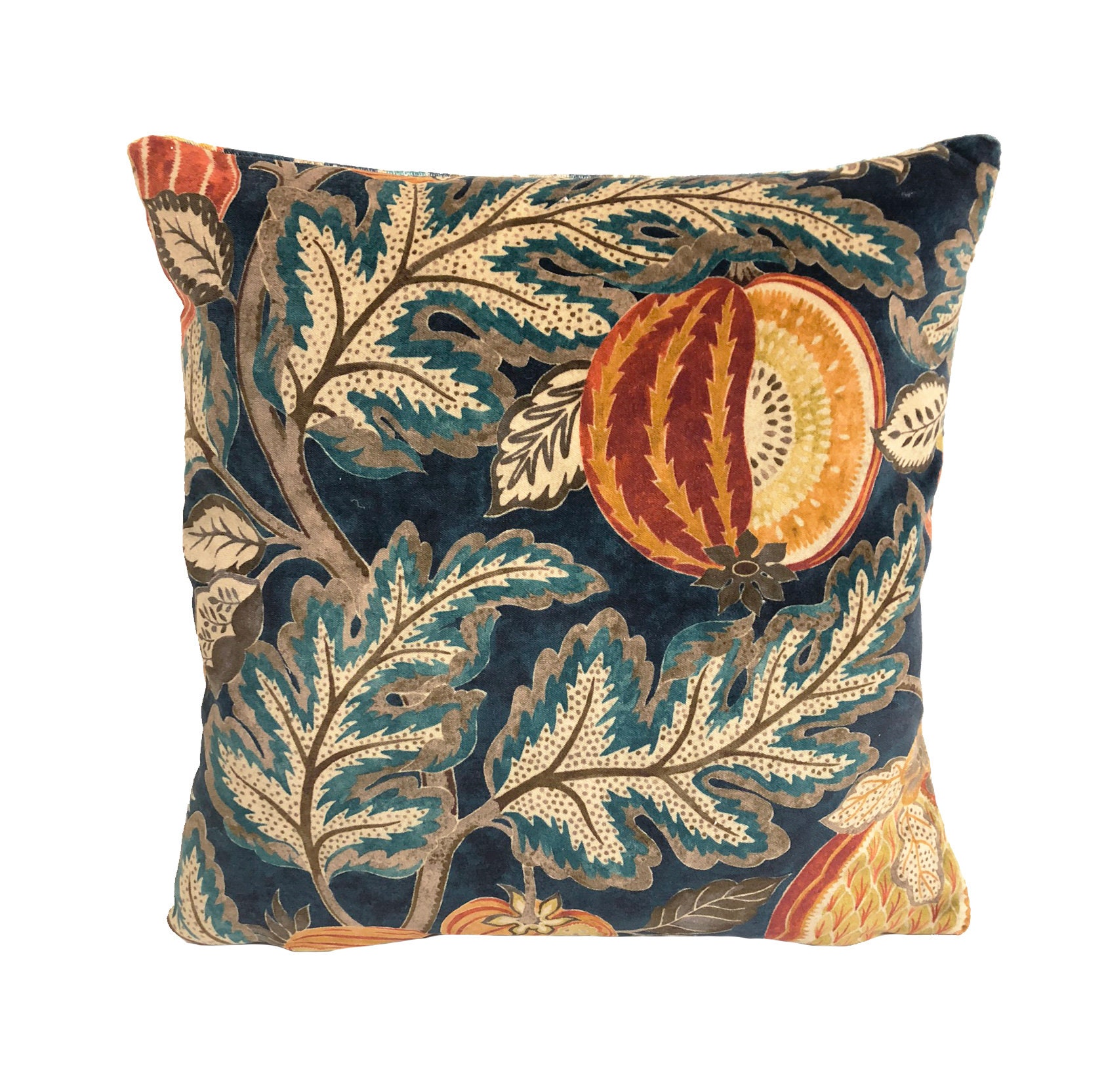 Sanderson Cantaloupe Tumeric / Indigo Cushion Cover Throw Etsy