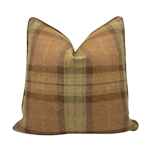 Abraham Moon - Skye - Sage -  100% Wool Cushion Cover - Designer Plaid Pillow Cover - Handmade Custom Abraham Moon Pillow - Neutral Wool
