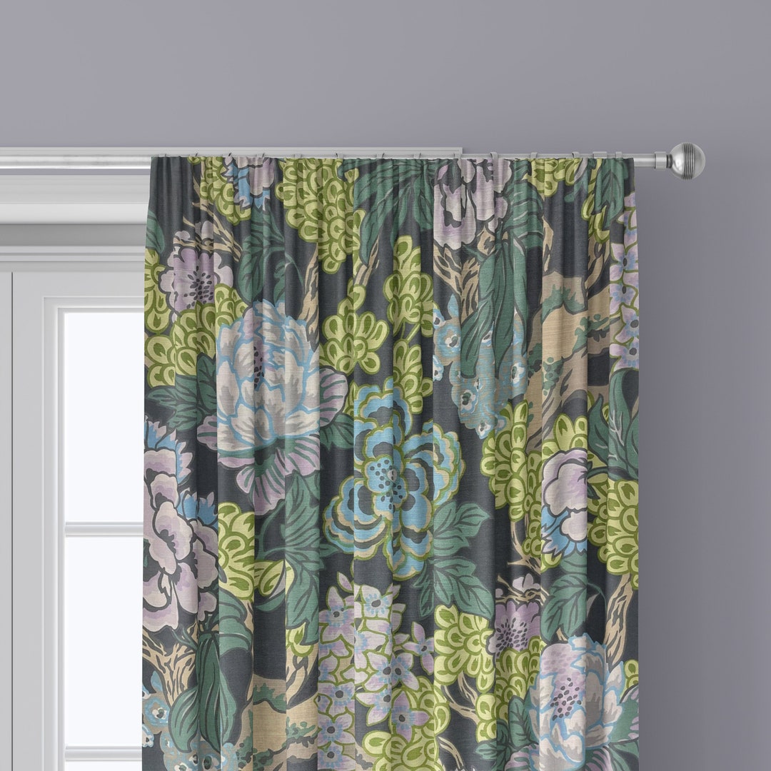 Thibaut Honshu Grey Curtains Made to Measure Drapes Designer Home Decor Etsy