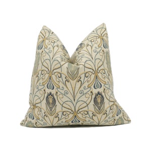Porter & Stone - Verona - Azzurro -Beautiful Art Nouveau Floral Cushion Cover - Handmade Throw Pillow - Designer Home Décor