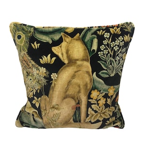 William Morris - Forest Velvet - Charcoal - Self-Piped Cushion Cover Throw Pillow Designer Home Decor