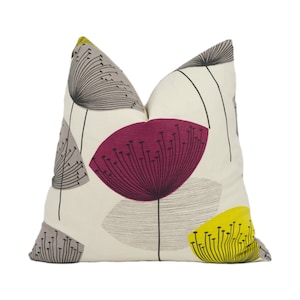 Sanderson - Dandelion Clocks - Blackcurrant - Mid Century Inspired Floral Cushion Cover Throw Pillow Designer Home Décor