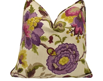 Sanderson - Amanpuri - Mulberry / Olive - Classic 1920's Jacobean Floral Designer Cushion Cover - Luxury Throw Pillow - Handmade Home Decor