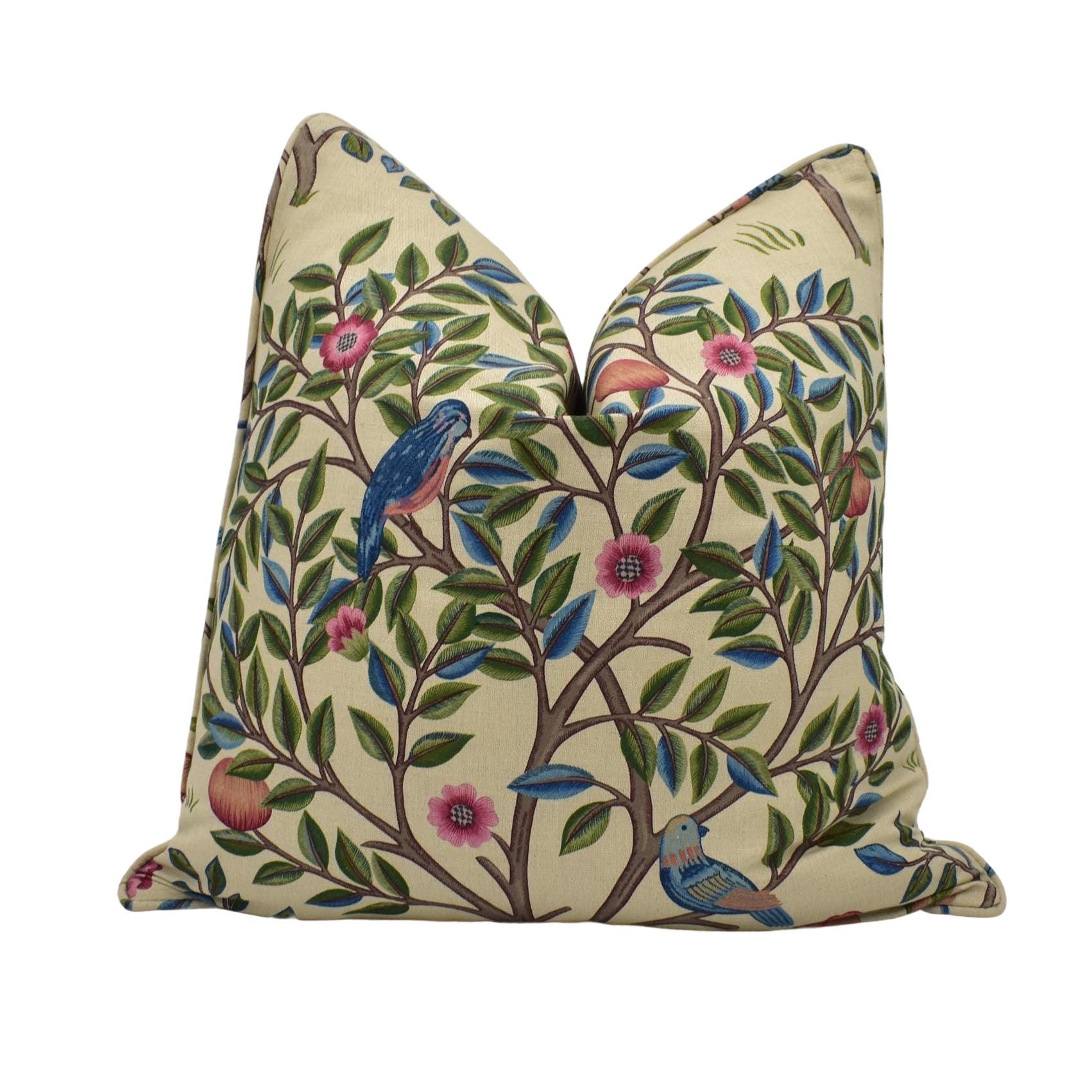 William Morris - Kelmscott Tree - Woad / Wine - Piękna poszewka na poduszkę Heritage Classic English Designer - Luksusowa ręcznie robiona poduszka