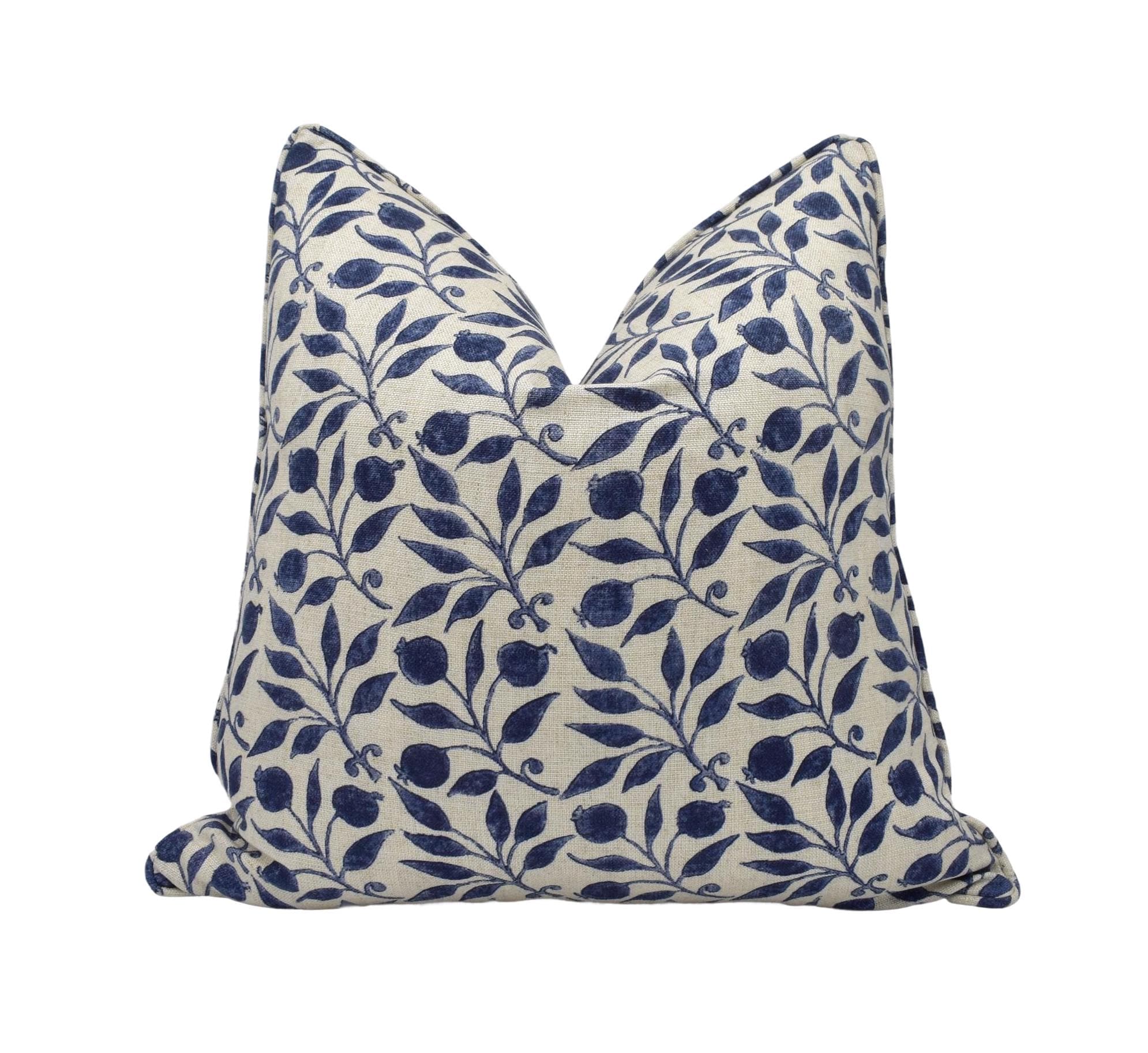 William Morris - Rosehip - Indigo - Classic Morris Intricate Floral Designer Cushion Cover - Blue Block Print Floral Morris Pillow Handmade