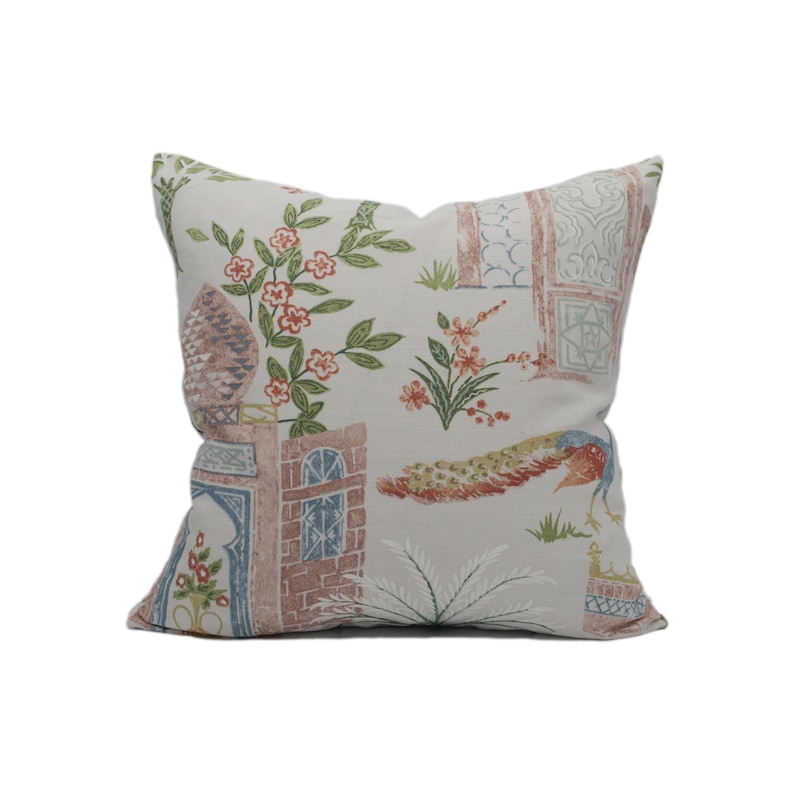 Jane Churchill Persian Grove Pink / Grey Delicate Indian Garden Cushion