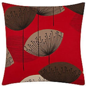 Sanderson - Dandelion Clocks - Red -  Cushion Cover Throw Pillow Designer Home Decor