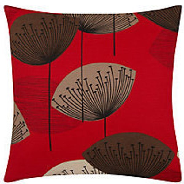 Sanderson - Dandelion Clocks - Red -  Cushion Cover Throw Pillow Designer Home Decor