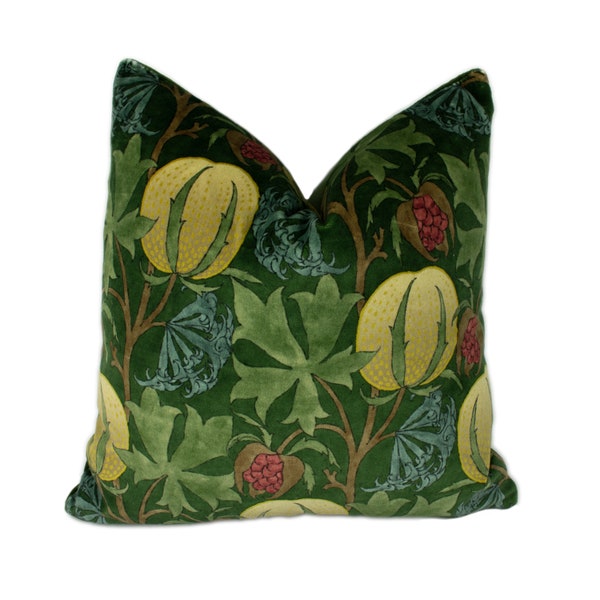 GP and J Baker - Pumpkins - Green / Terracotta - Inspired 20th Century Archival Bloc Print Designer Cushion Cover - Luxury Throw Pillow