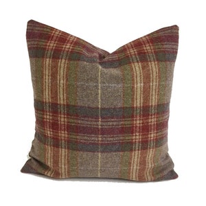 Abraham Moon - Threshfield - Rhodolite -  100% Wool Cushion Cover - Designer Plaid Pillow Cover - Handmade Custom Abraham Moon Pillowmade