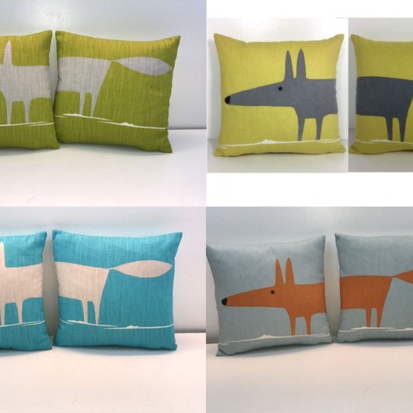 Scion - Mr Fox - Pair of Cushion Covers - Double Sided 12" - Six Colourways Available - Handmade Designer Home Décor