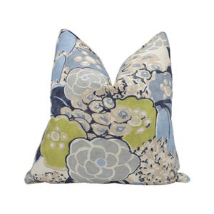 Anna French x Thibaut - Laura - Citrus and Blue - Bold Vintage Retro Floral Designer Cushion Cover - Luxury Throw Pillow - Handmade Home