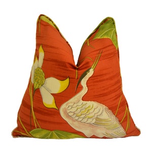 Sanderson - Heronsford - Coral / Yellow - Cushion Cover Throw Pillow Designer Home Decor