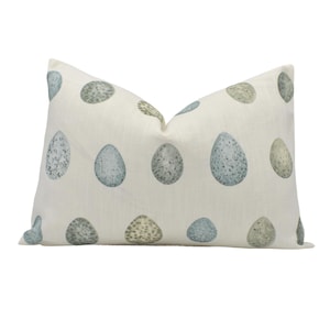 Sanderson - Nest Egg - Eggshell / Ivory - Charming Mottled Watercolour Eggs Designer Cushion Cover - Luxury Throw Pillow - Handmade Home