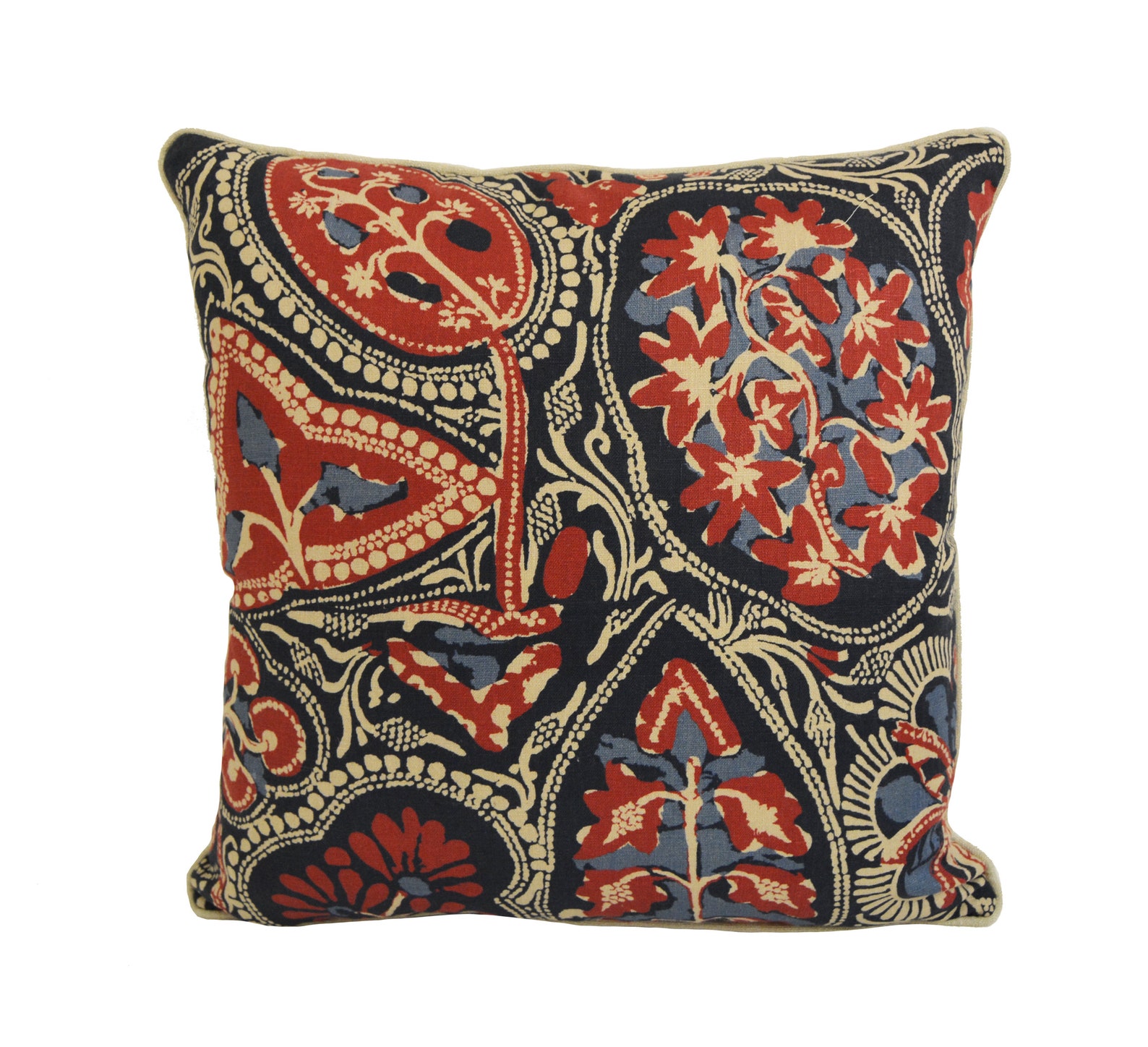 Thibaut Cochin Red / Blue Cushion Cover Pillow Throw Etsy