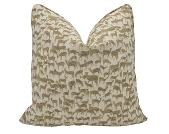 Schumacher - Fauna - Natural - Charming & Unique Designer Deer Cushion Cover - Luxury Throw Pillow - Handmade Home Decor Scatter Sofa