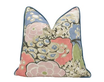Thibaut - Anna French - Laura - Blush and Green - Bold Vintage Designer Floral Cushion Cover - Luxury Throw Pillow - Handmade Home Décor